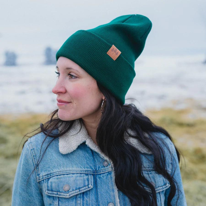 Three Tree Fold-over Beanie - Emerald