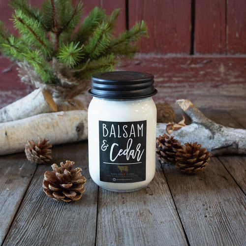 13 oz Mason Jar Christmas Candle: Balsam & Cedar