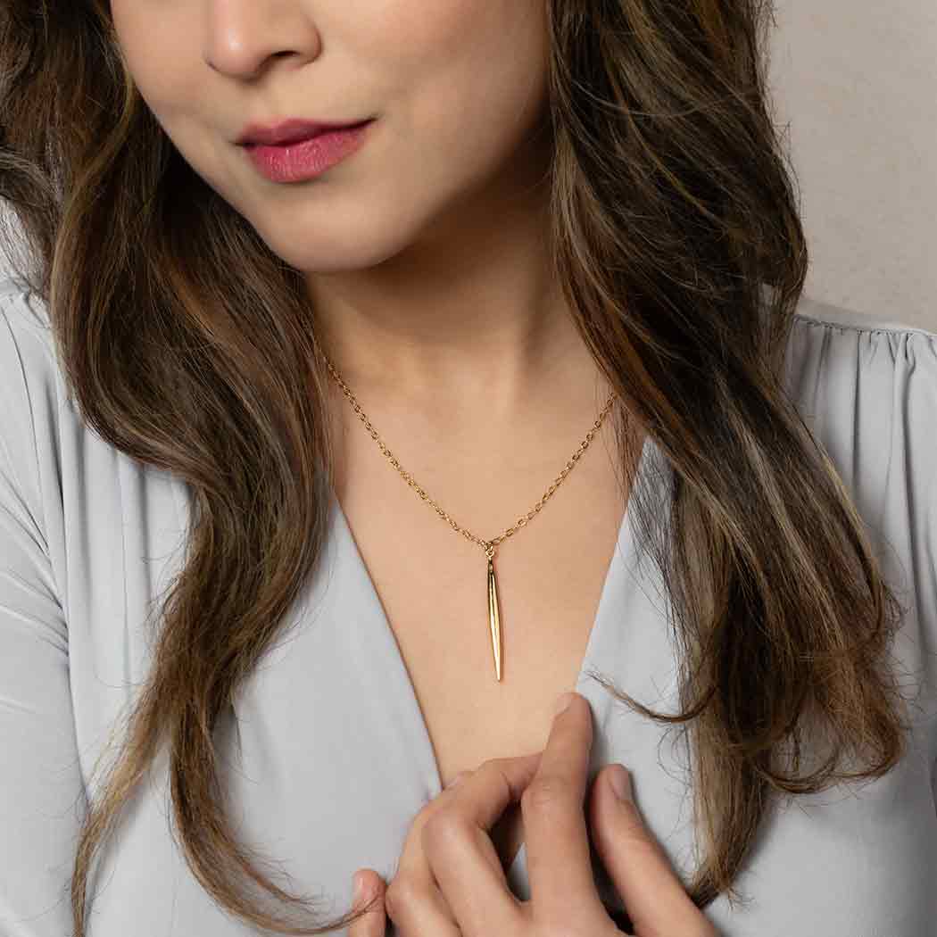 Bronze Spike Necklace with Gold Fill Chain