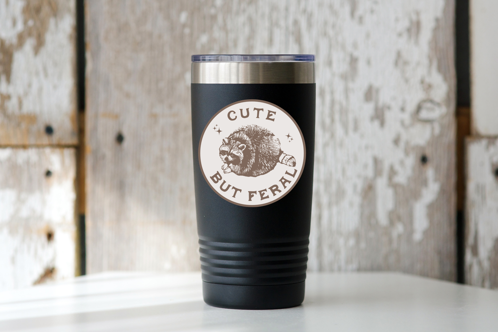 Cute But Feral Sticker - raccoon, trash panda, funny, bandit