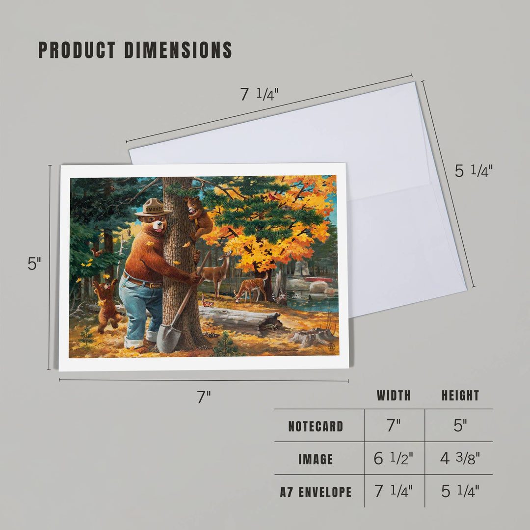GREETING CARD Smokey Bear, Hugging Tree Vintage Poster