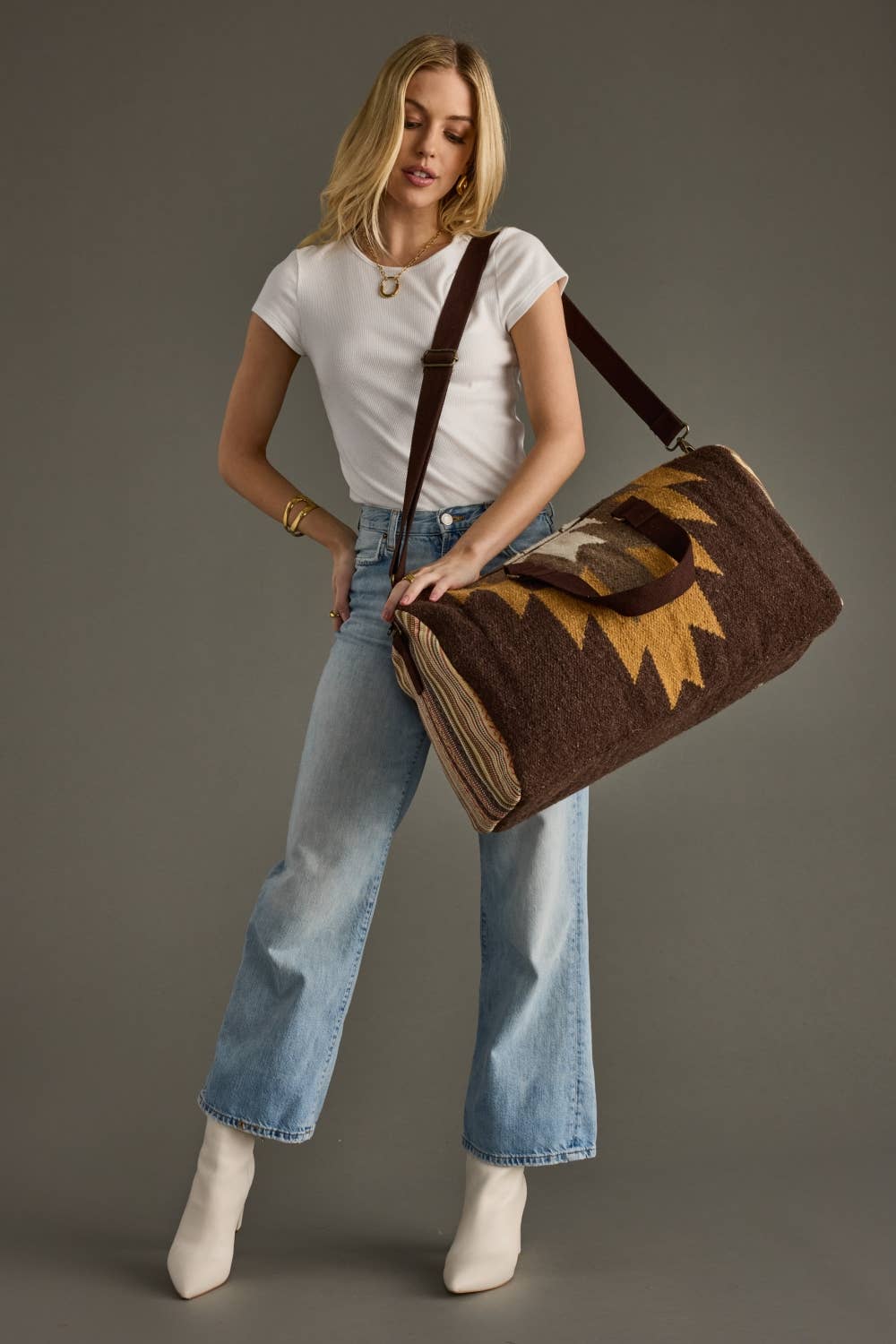 Brown, Tan & Cream Western Duffel