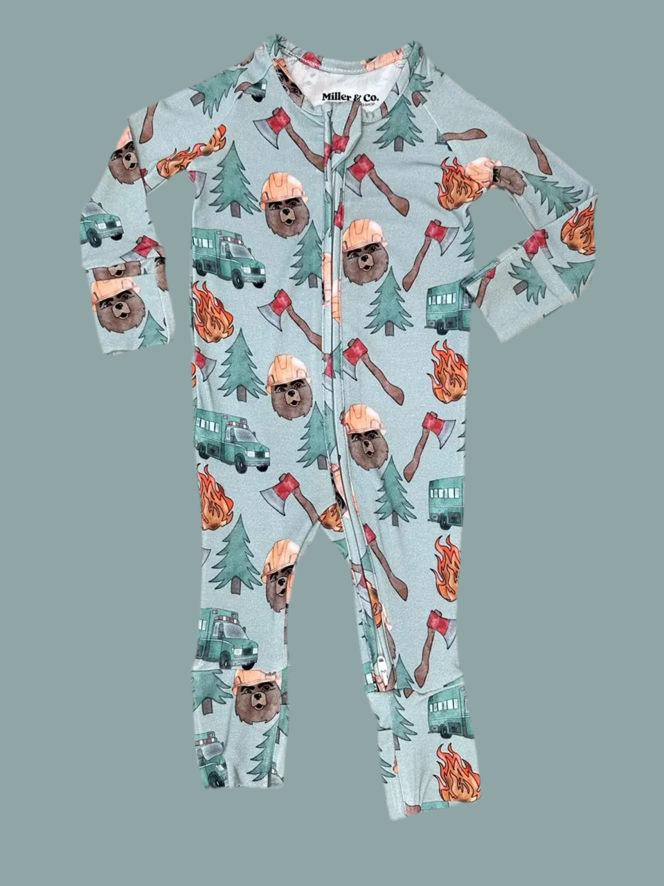 Wildland Firefighter Bamboo Zipper Footie
