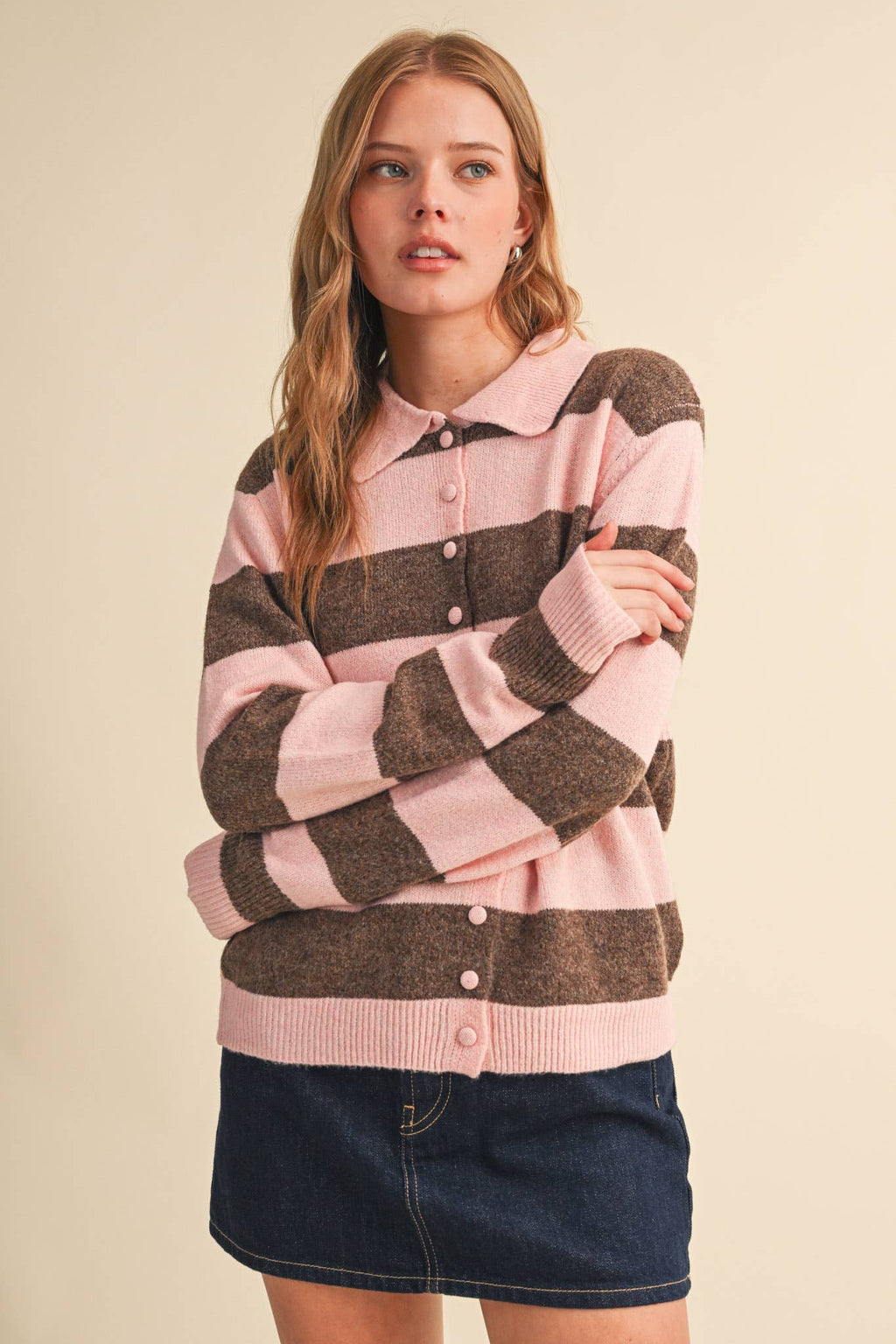 STRIPED SWEATER CARDIGAN MSW11385