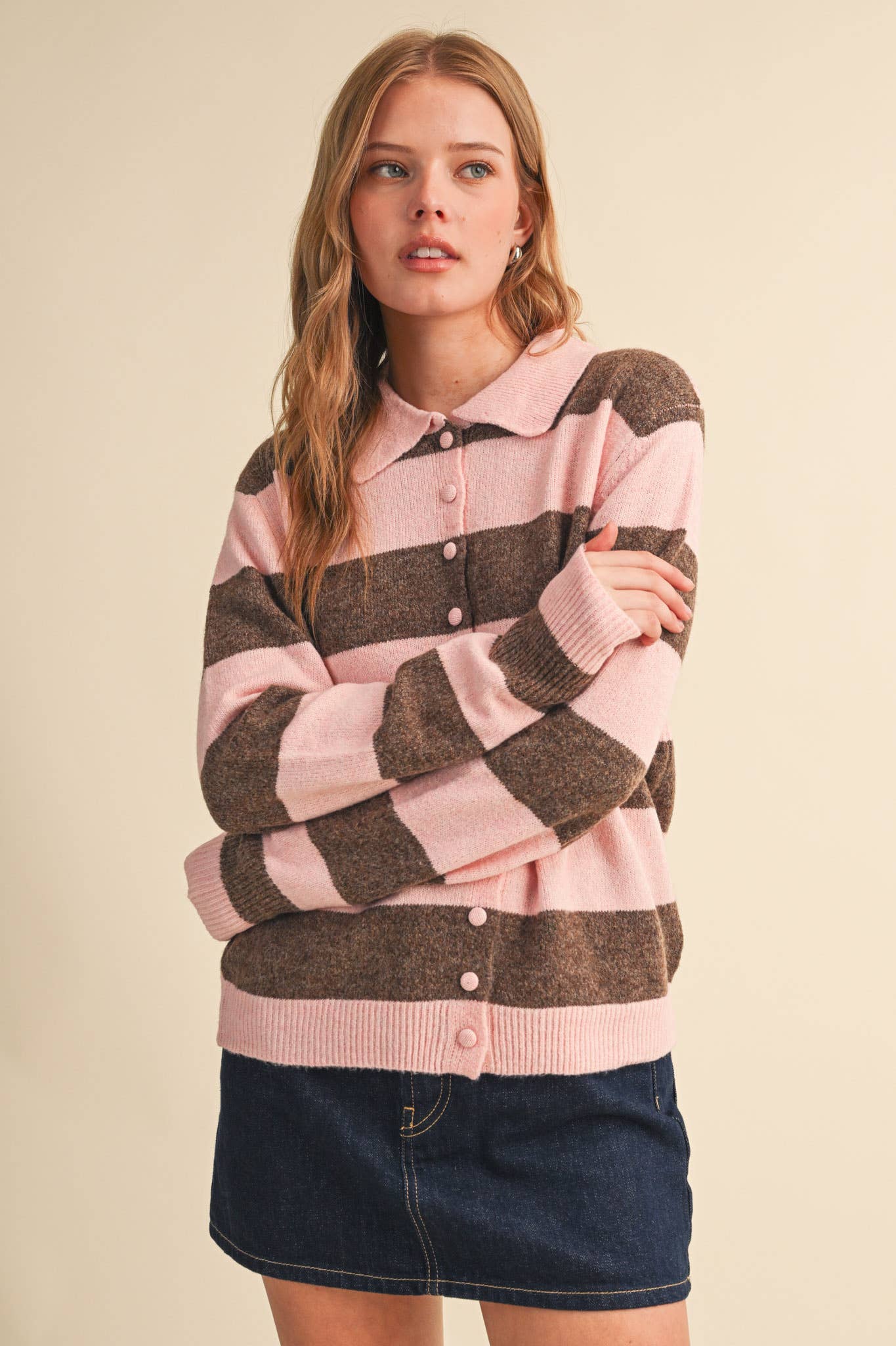 STRIPED SWEATER CARDIGAN MSW11385