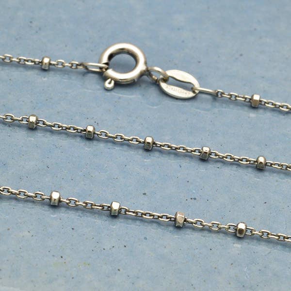 Sterling Silver Diamond Cut Station Chain