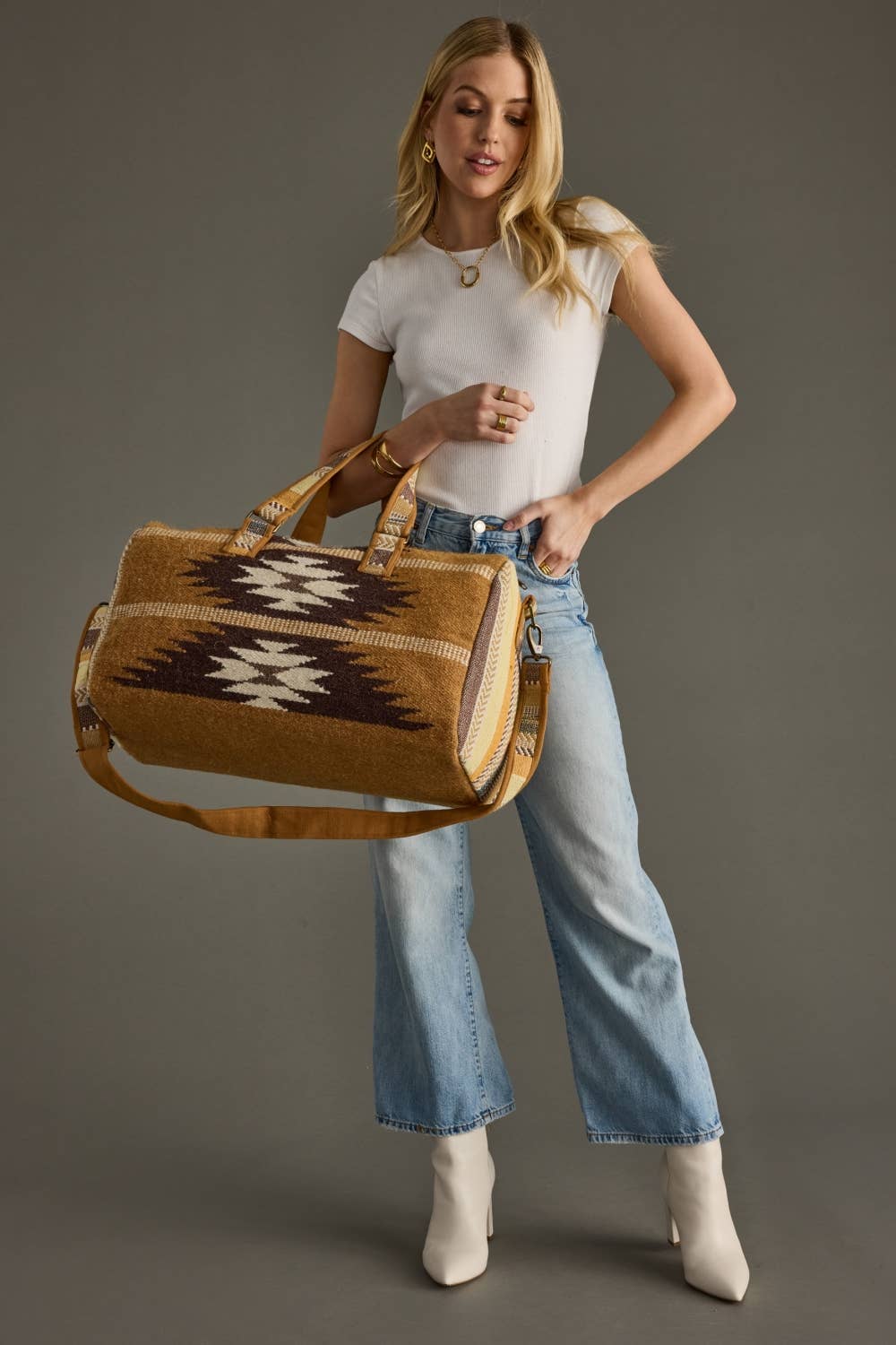 Tan, Brown & Cream Western Duffel