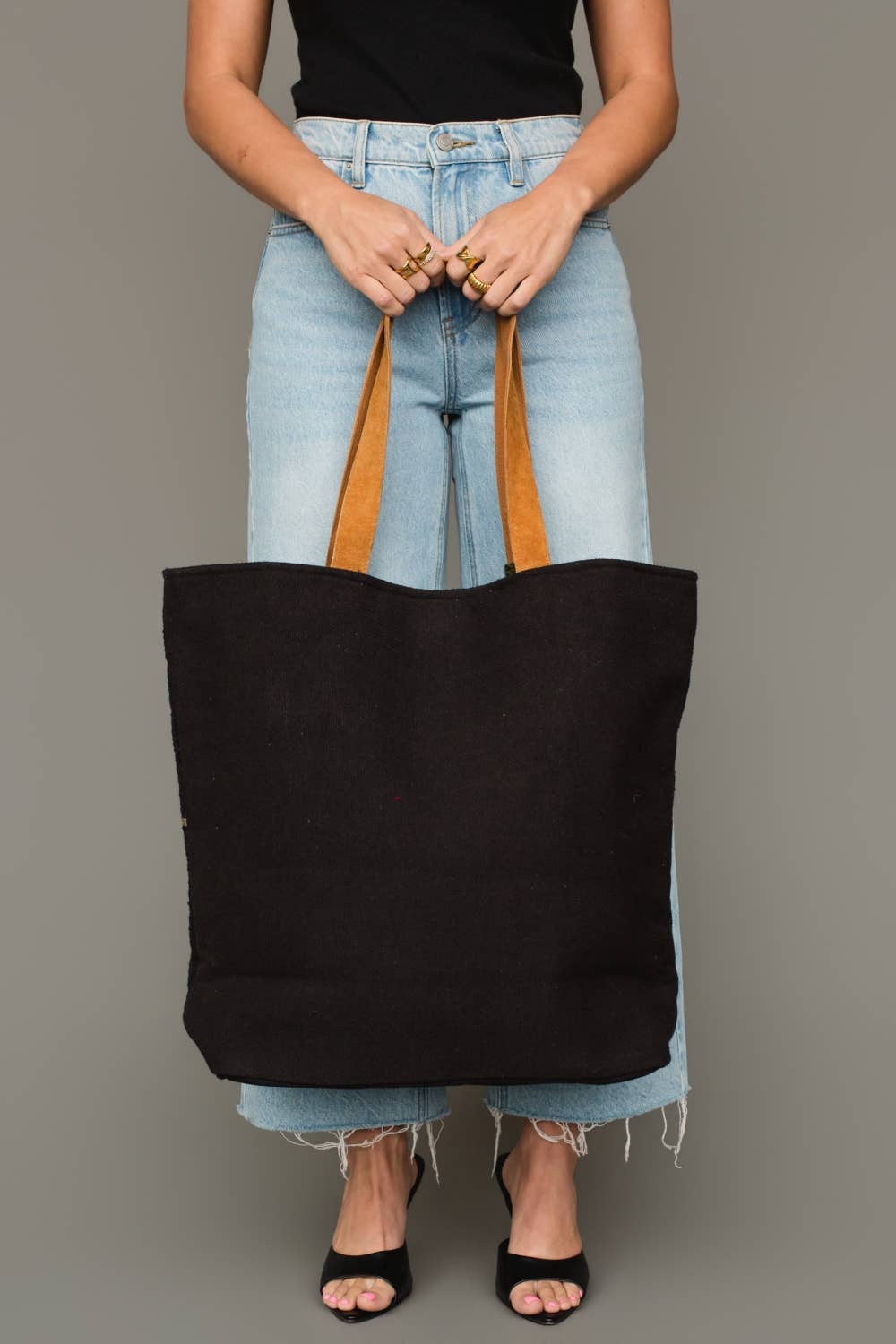 Black, Olive, Gray & Cream Western Tote