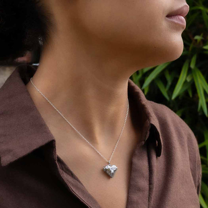 Sterling Silver Heart Locket with Hammer Finish Necklace