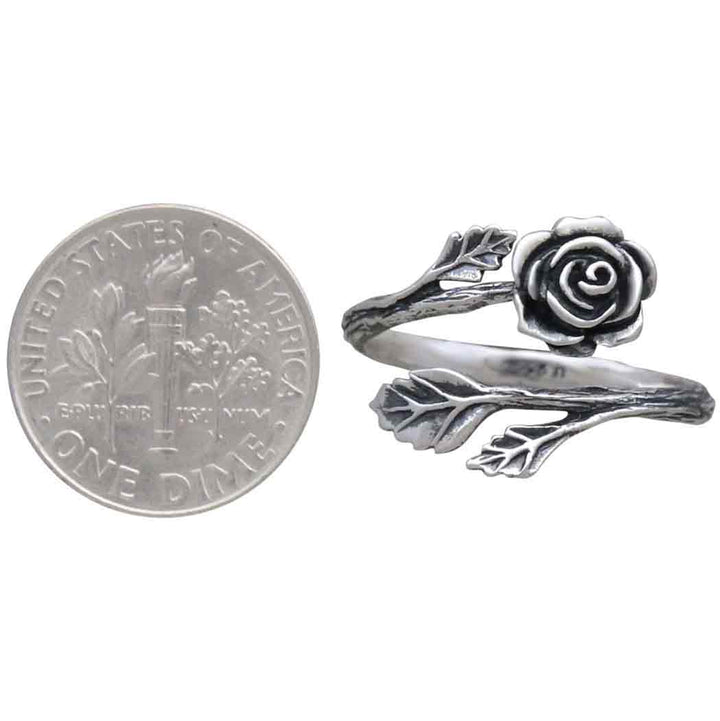 Sterling Silver or Bronze Rose Adjustable Ring
