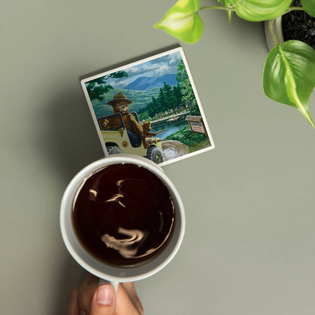 CERAMIC COASTER Smokey Bear Leaving in SUV