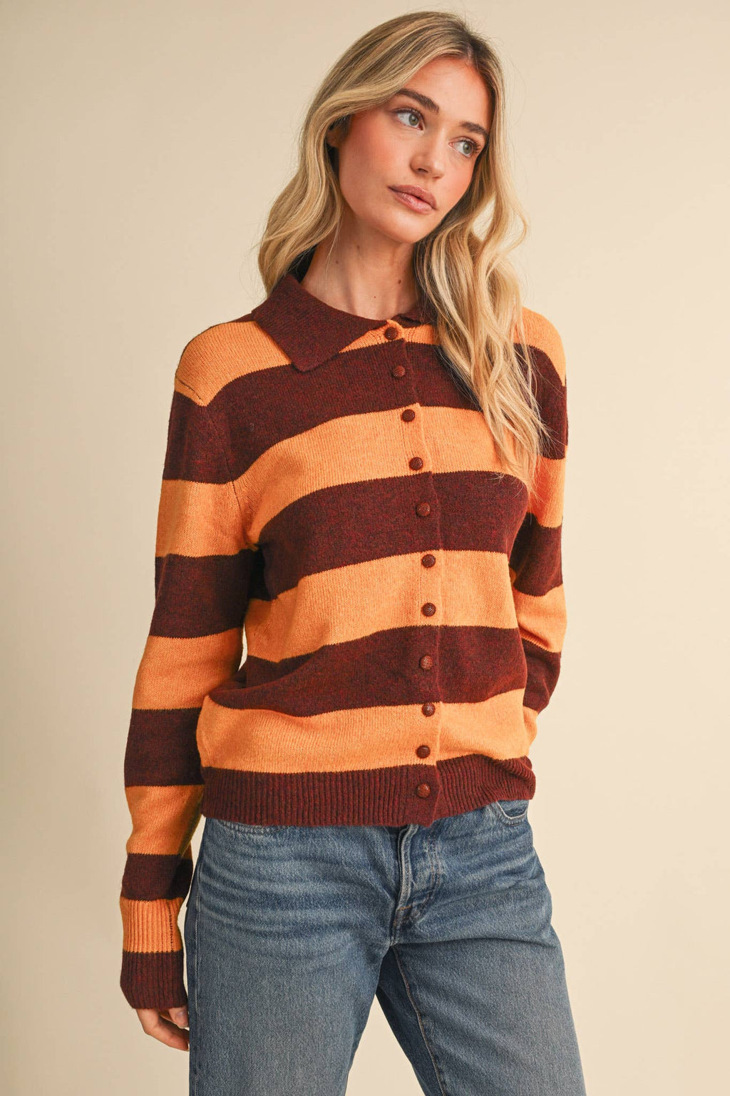 STRIPED SWEATER CARDIGAN MSW11385