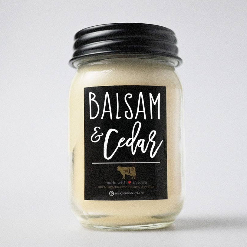 13 oz Mason Jar Christmas Candle: Balsam & Cedar