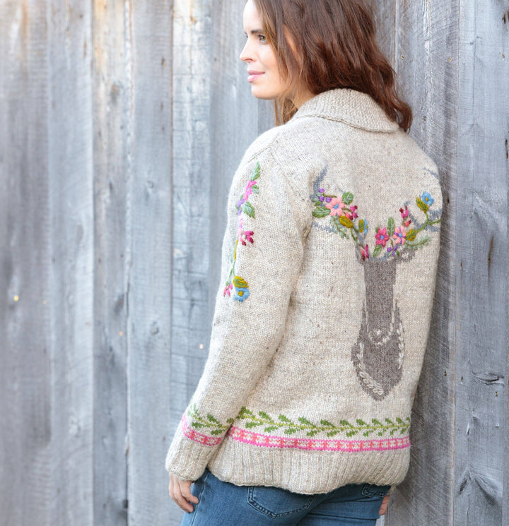 Hartley Knit Sweater with Floral Antler Design