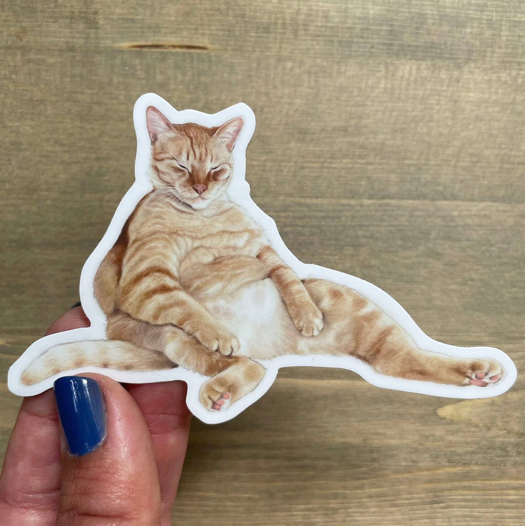 Snoozy Orange Tabby Cat Vinyl STICKER