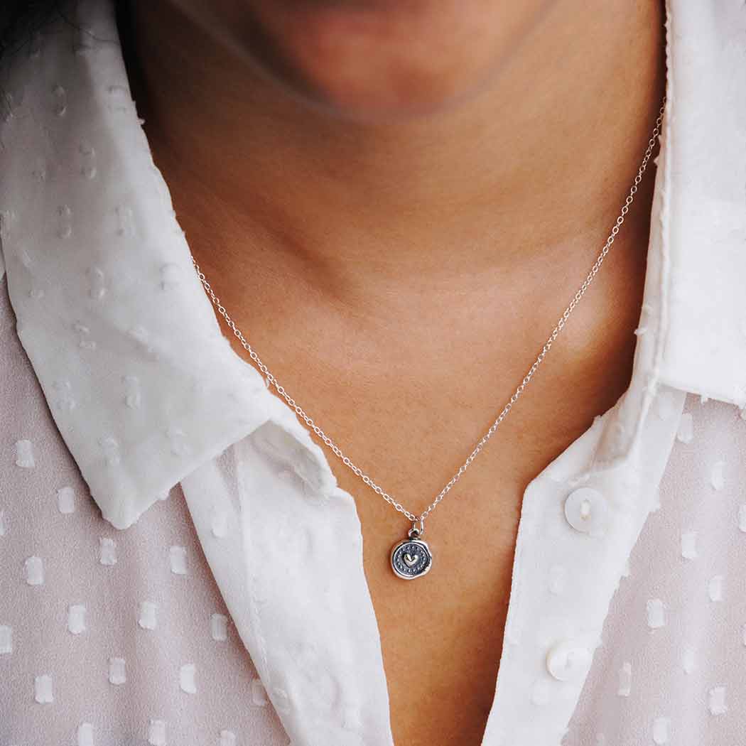 Bronze Wax Seal Heart Necklace