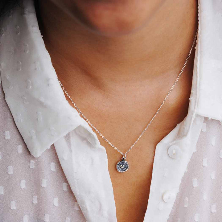 Bronze Wax Seal Heart Necklace