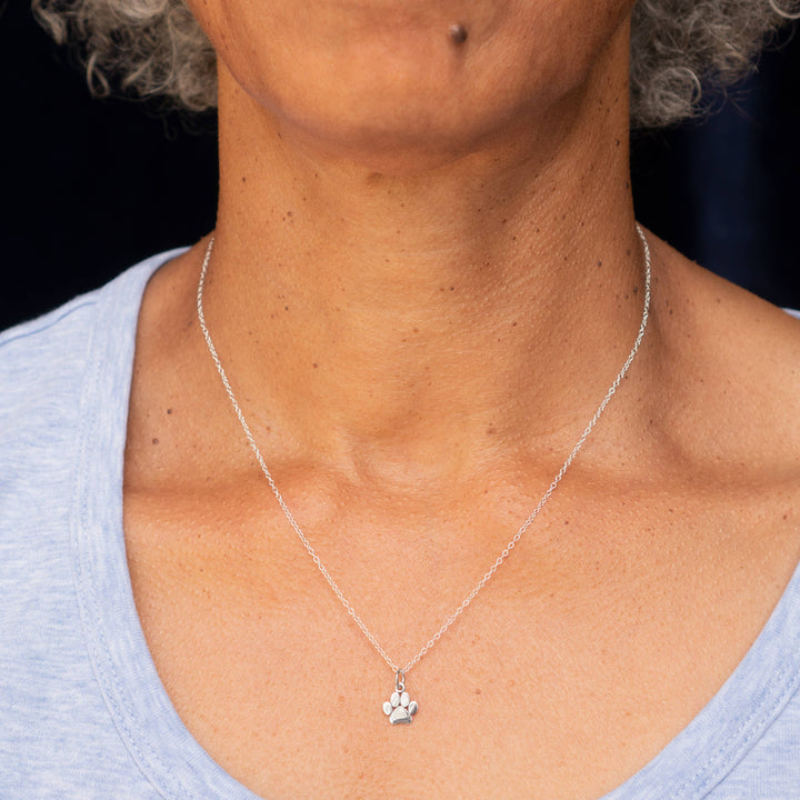 Sterling Silver Paw Print Necklace