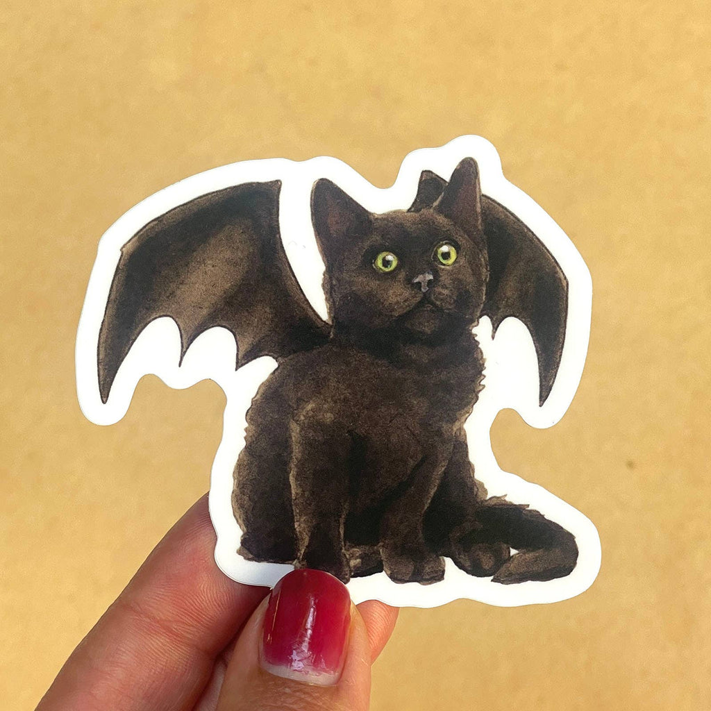 Sitting Down Bat Kitten - Vinyl STICKER   