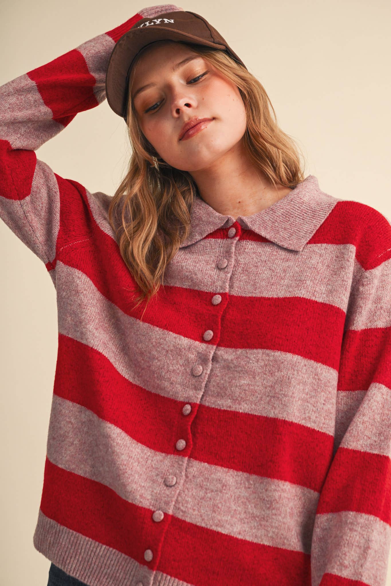 STRIPED SWEATER CARDIGAN MSW11385