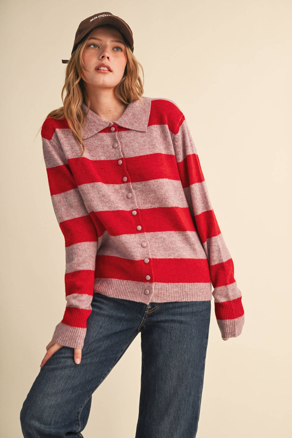 STRIPED SWEATER CARDIGAN MSW11385