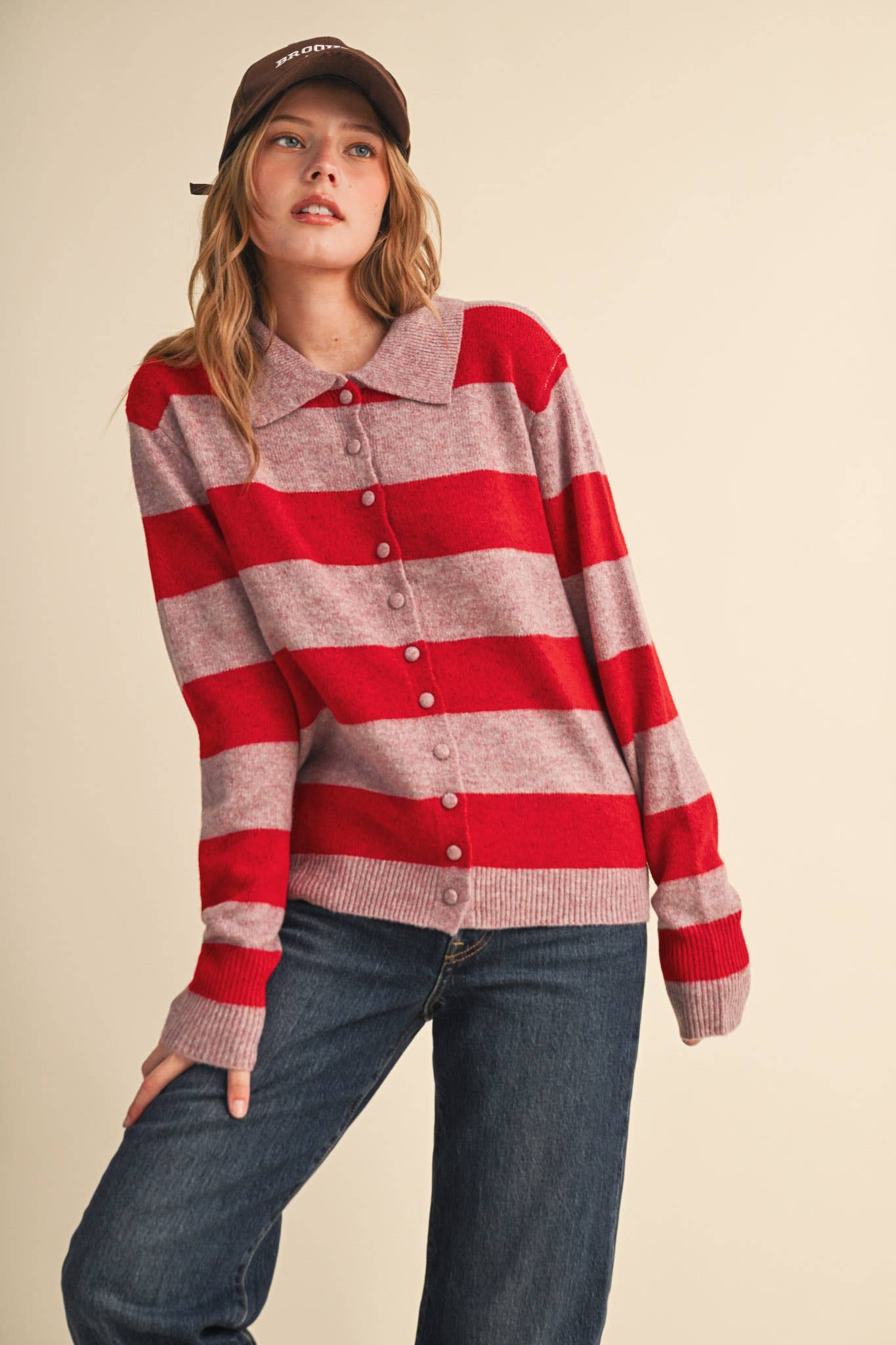 STRIPED SWEATER CARDIGAN MSW11385