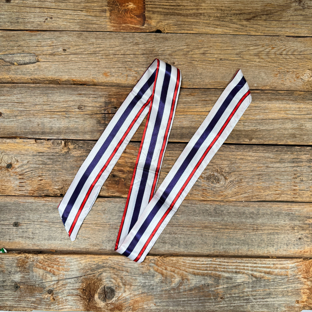 Red, White and Blue Stripes Western Skinny Mini Wild Rag Scarf / Cowgirl Necktie #TW326