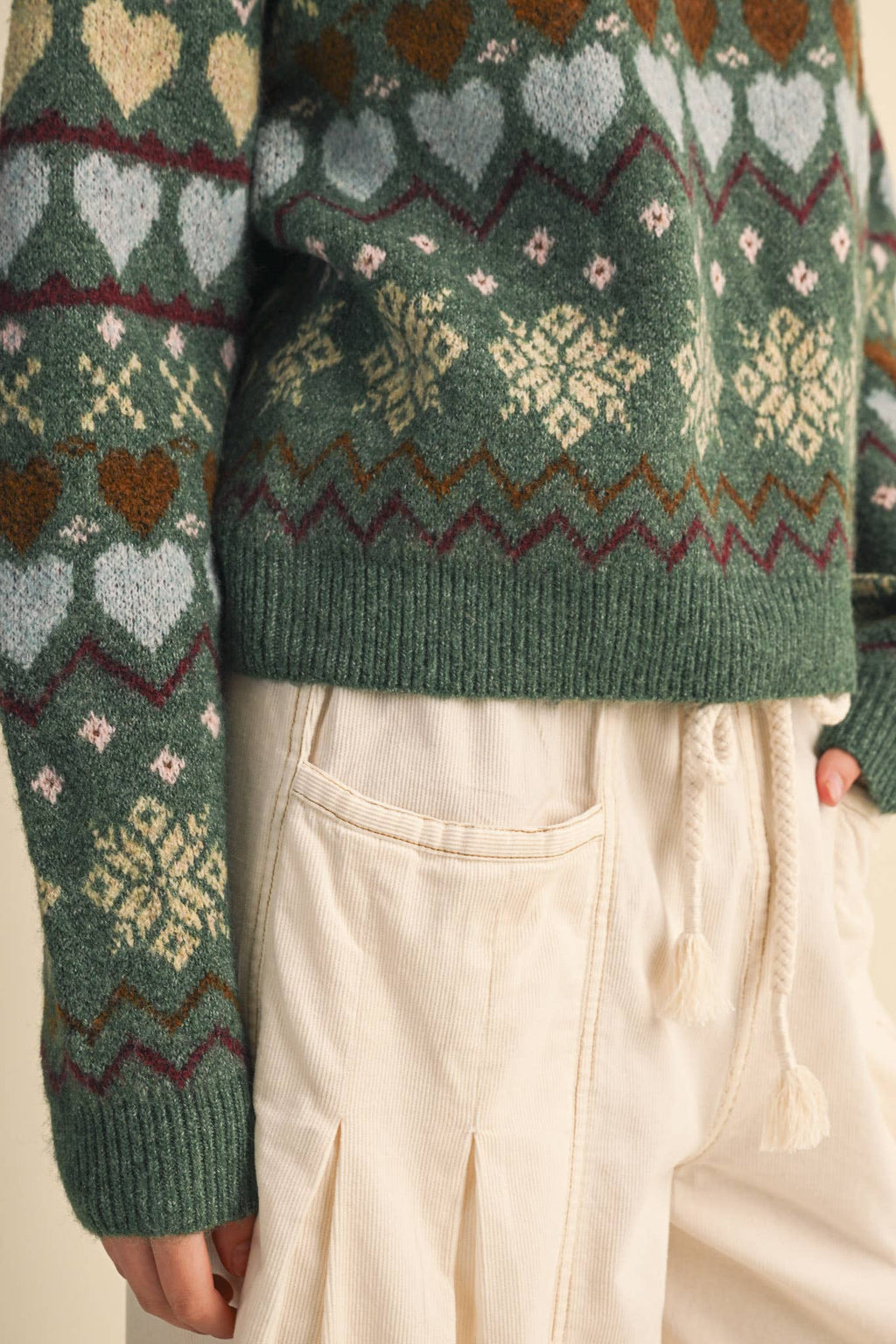 GEOMETRIC HEART DESIGN SWEATER PULLOVER MSW11478