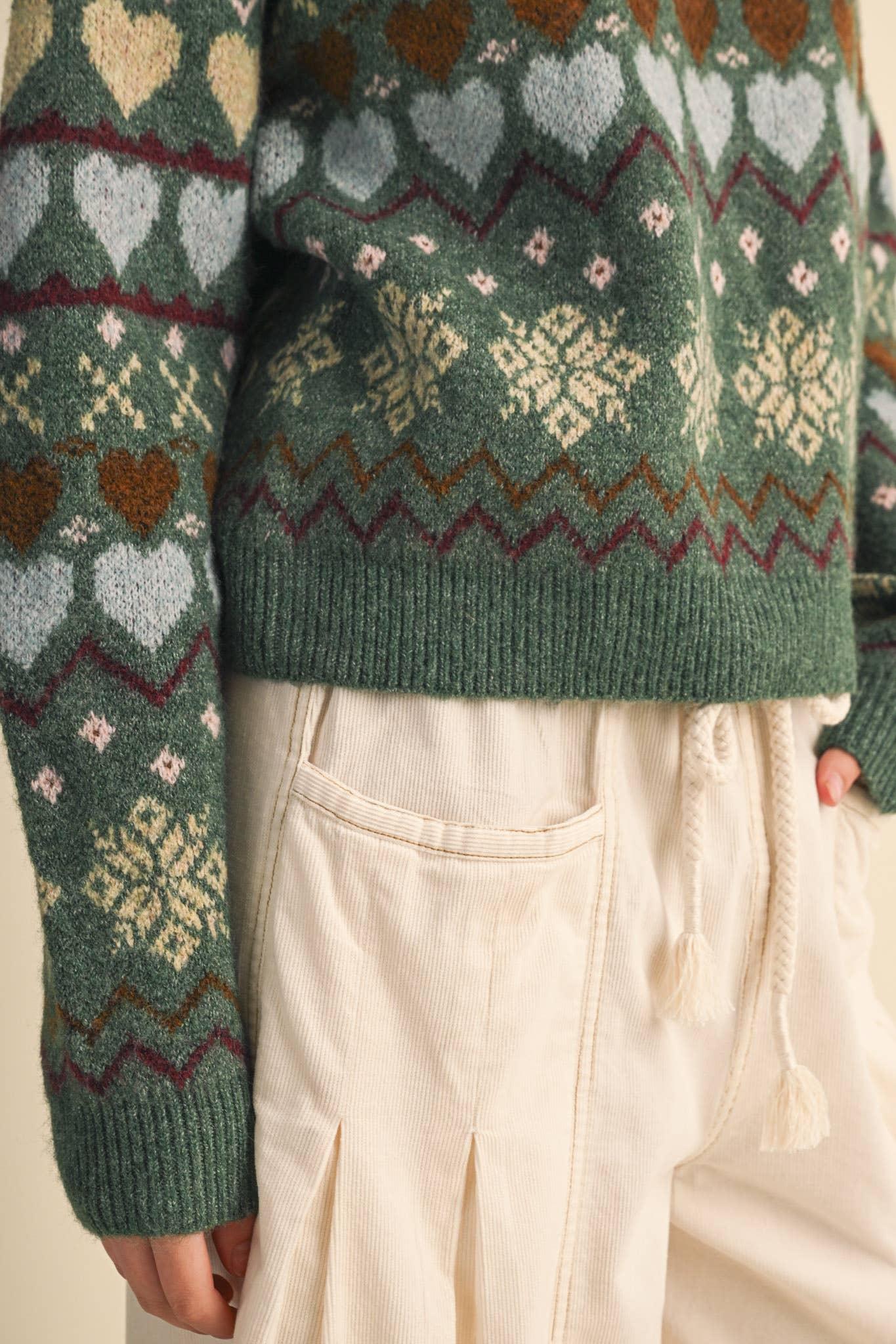 GEOMETRIC HEART DESIGN SWEATER PULLOVER MSW11478