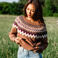 Brown, Gray, Burgundy & White Fair Isle Sweater