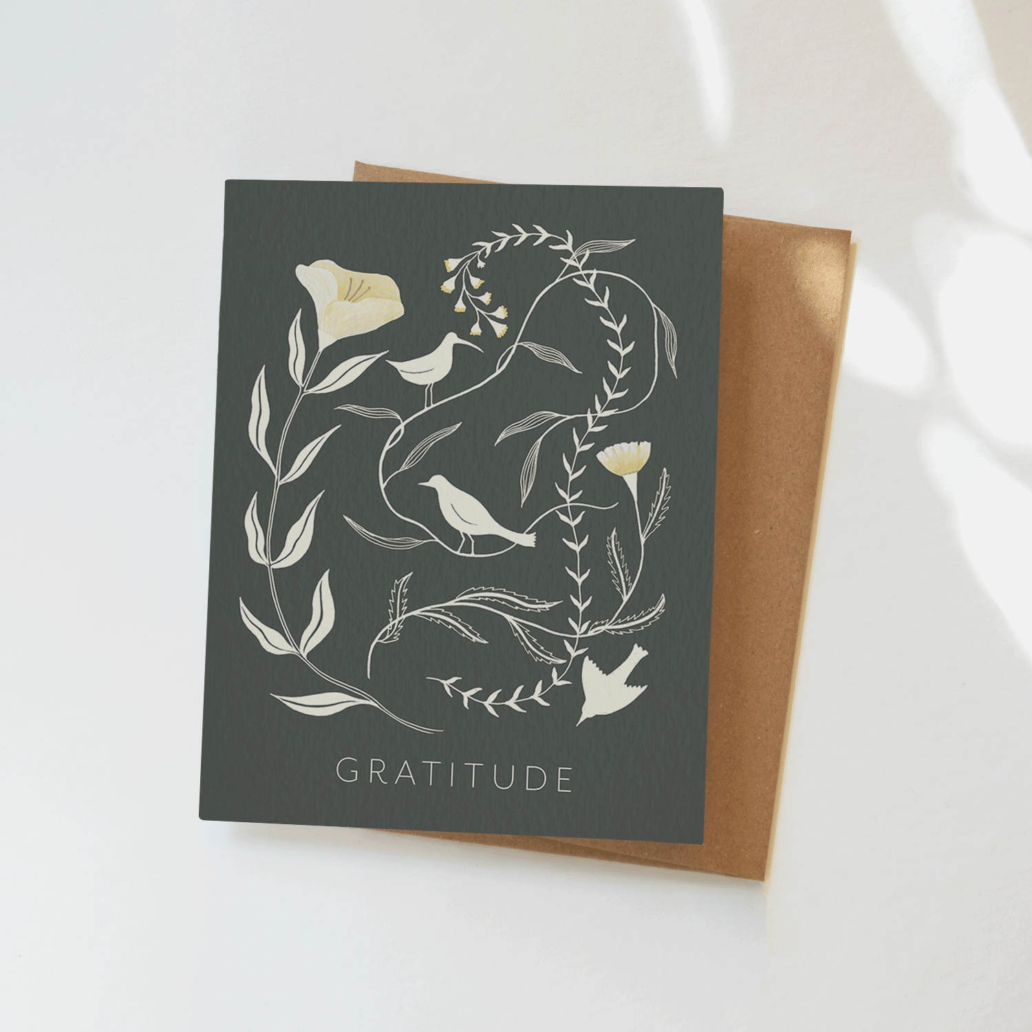 Gratitude Greeting Card - Botanical Bird Design