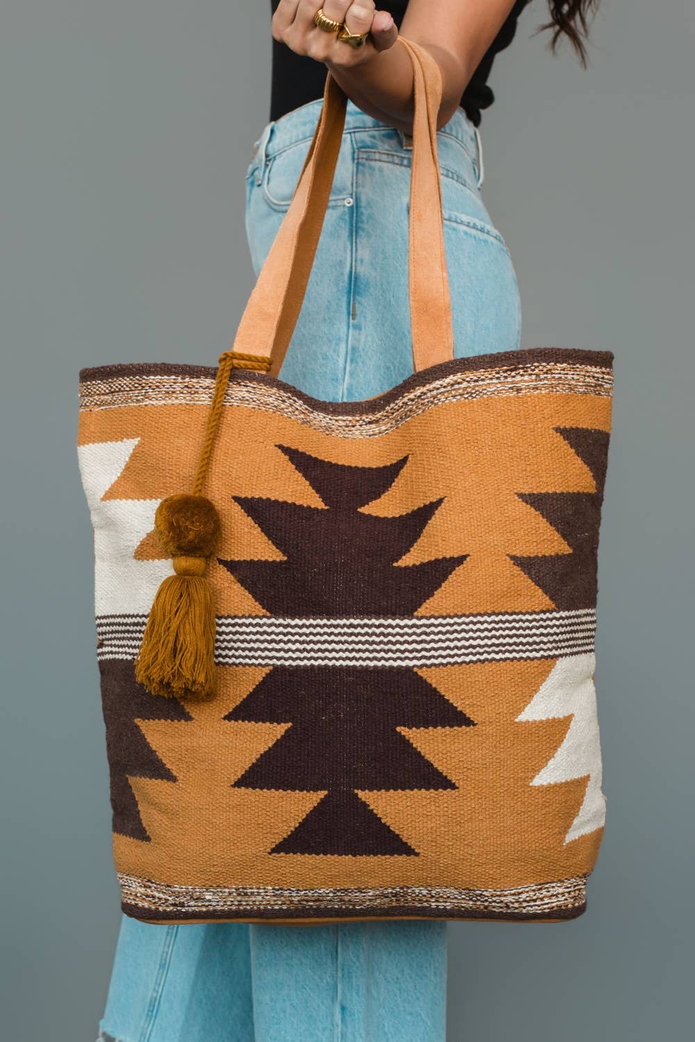 Camel, Brown & Cream Western Tote