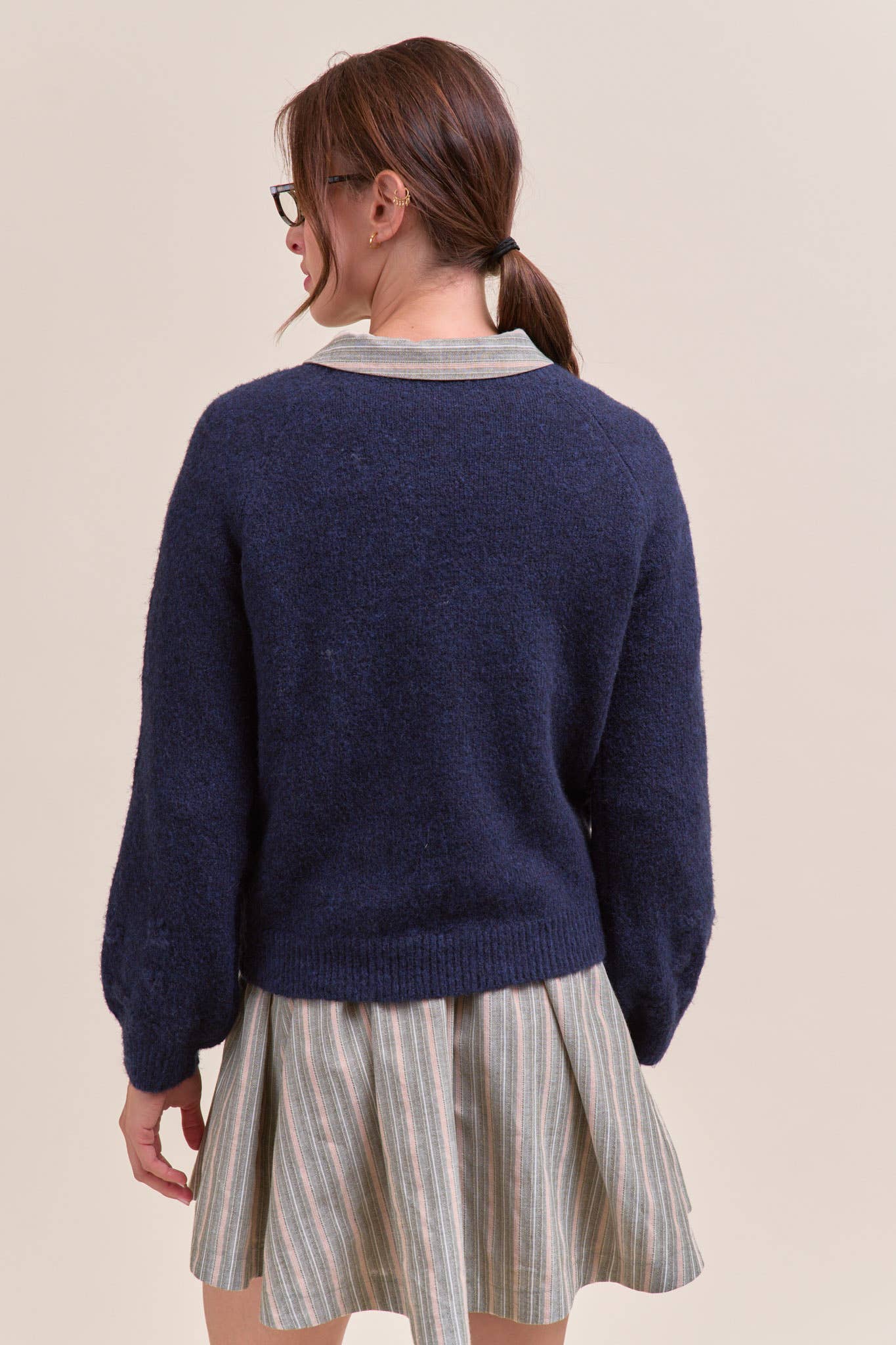 FLORAL KNIT PUFF SLEEVE SWEATER