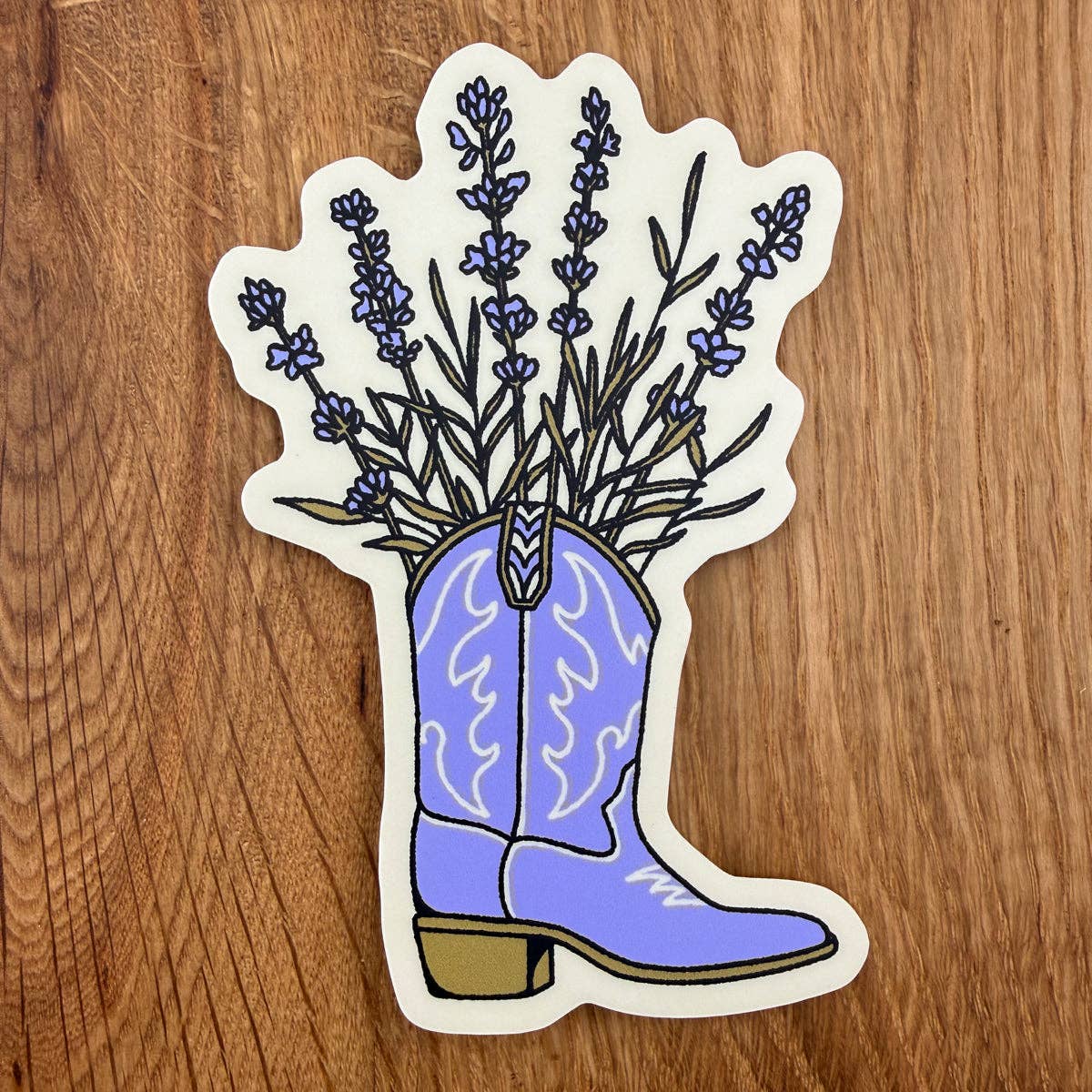 Lavender Flower Boot - 4 Inch Matte Vinyl Western Sticker