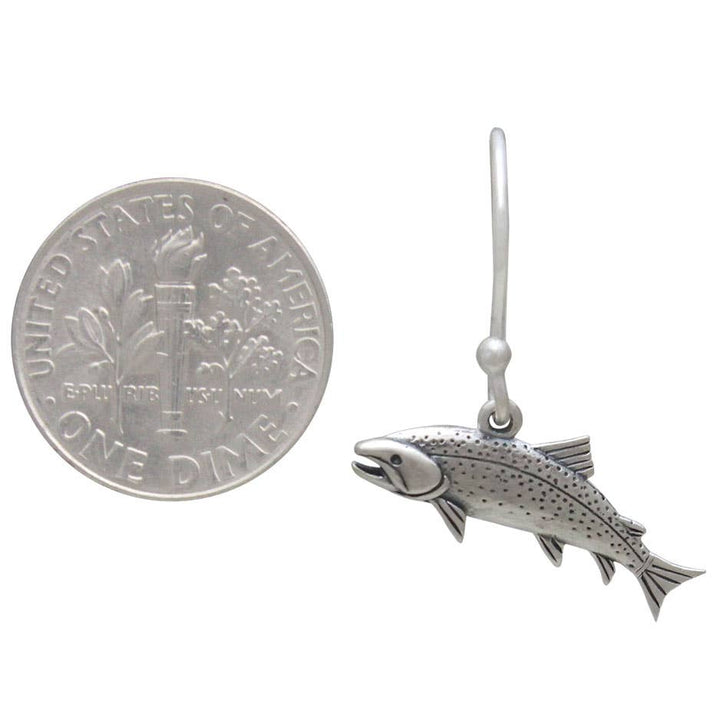 Sterling Silver Trout Dangle Earrings 25x20mm