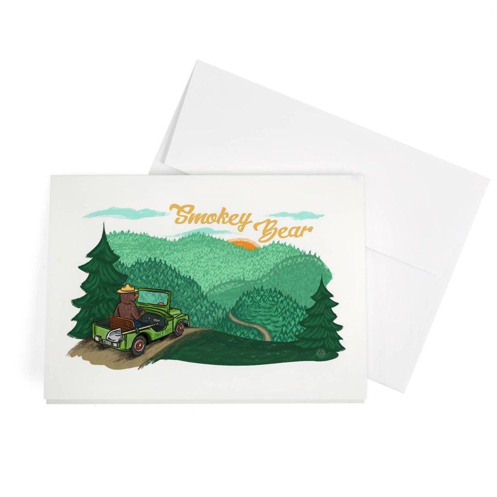 GREETING CARD Smokey Bear Driving