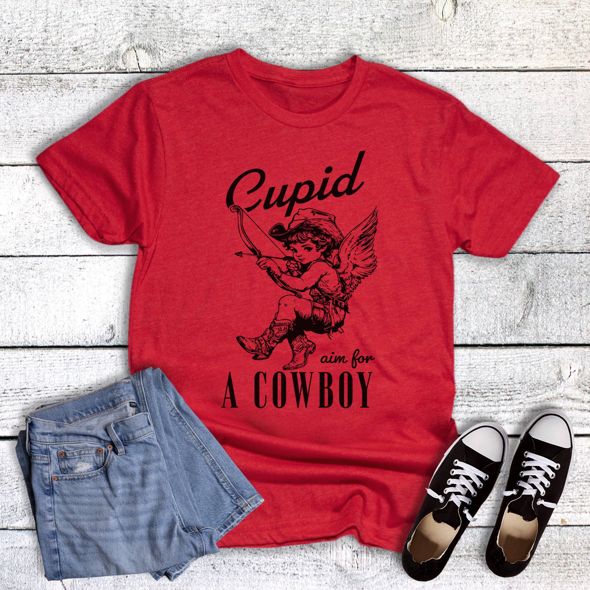 Valentine's Cupid Aim for a Cowboy Graphic Tee