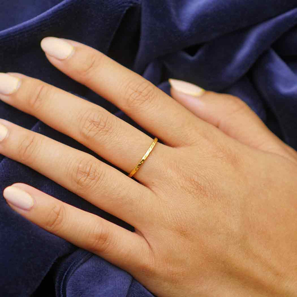 Silver Hammer Finish Stacking Rings