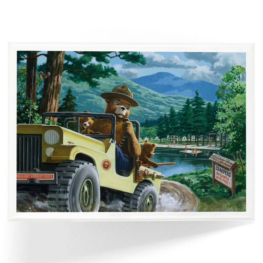 MAGNET Smokey Bear Leaving in SUV Vintage Poster