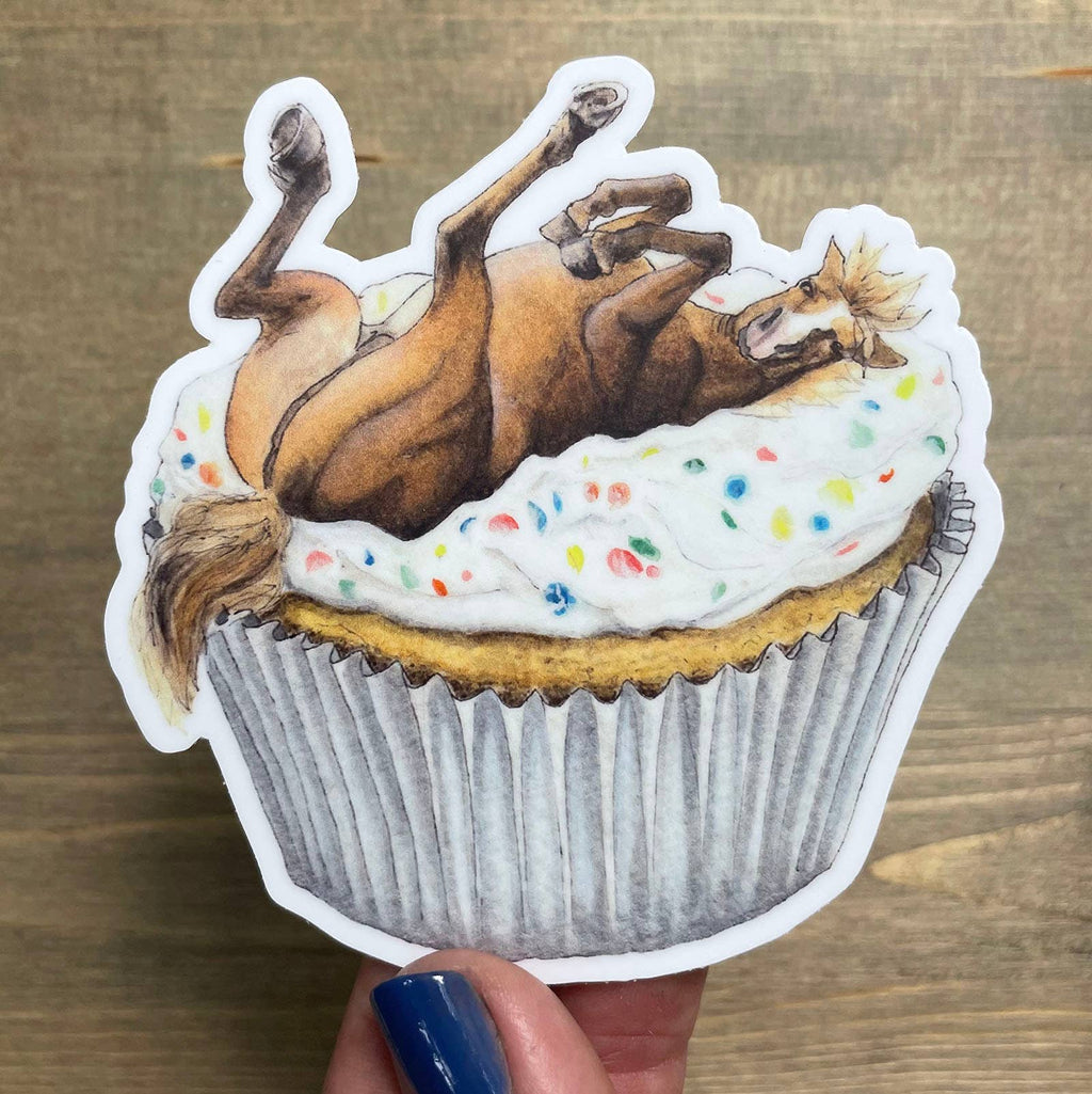 Horse on a Cupcake Vinyl STICKER