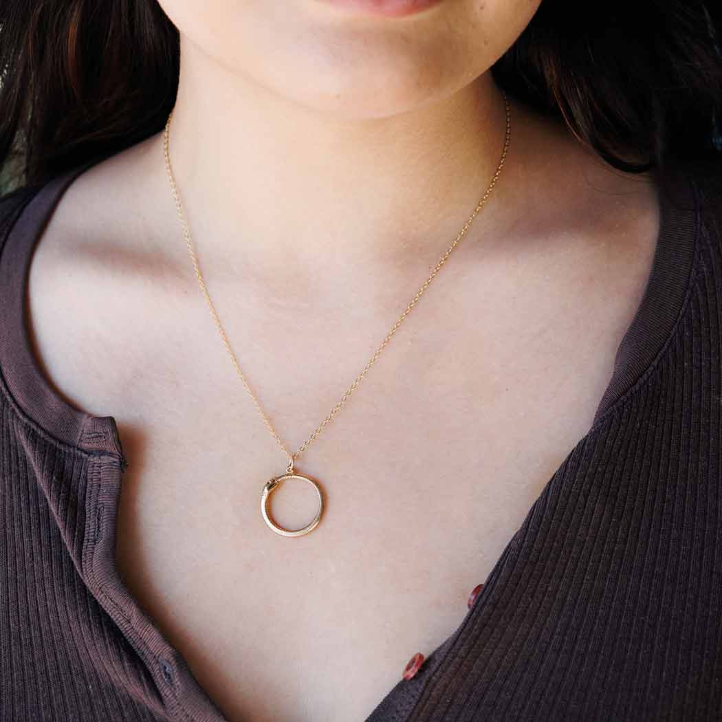 Sterling Silver or Bronze Ouroboros Snake Necklace