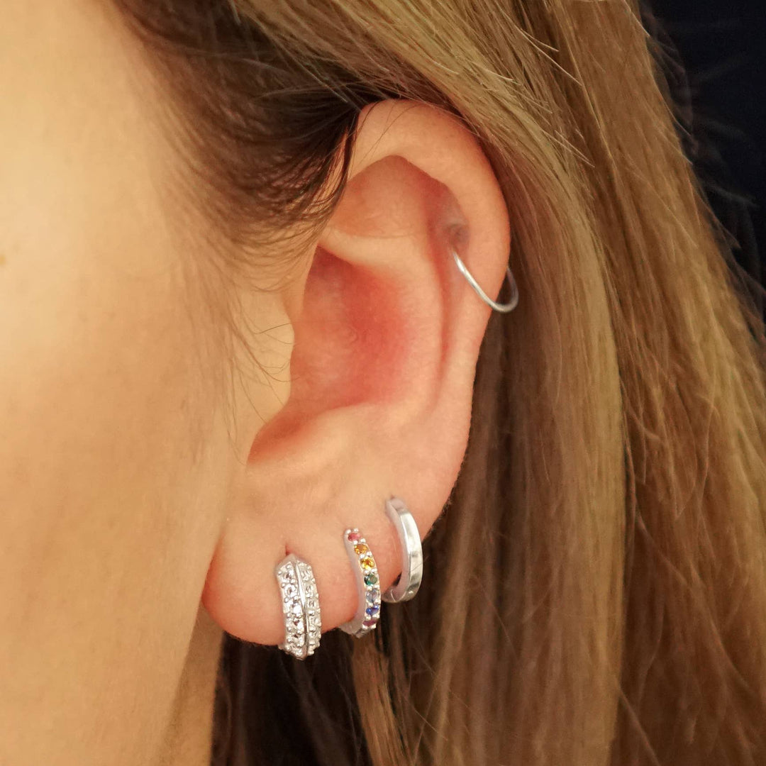 Sterling Silver Plain Huggie Hoop Earrings