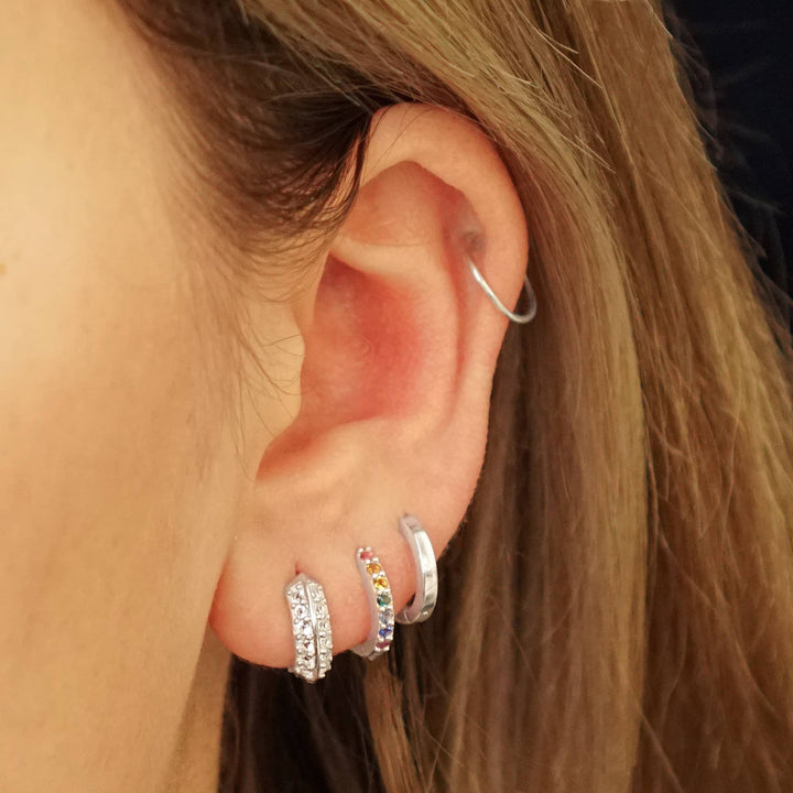 Sterling Silver Plain Huggie Hoop Earrings