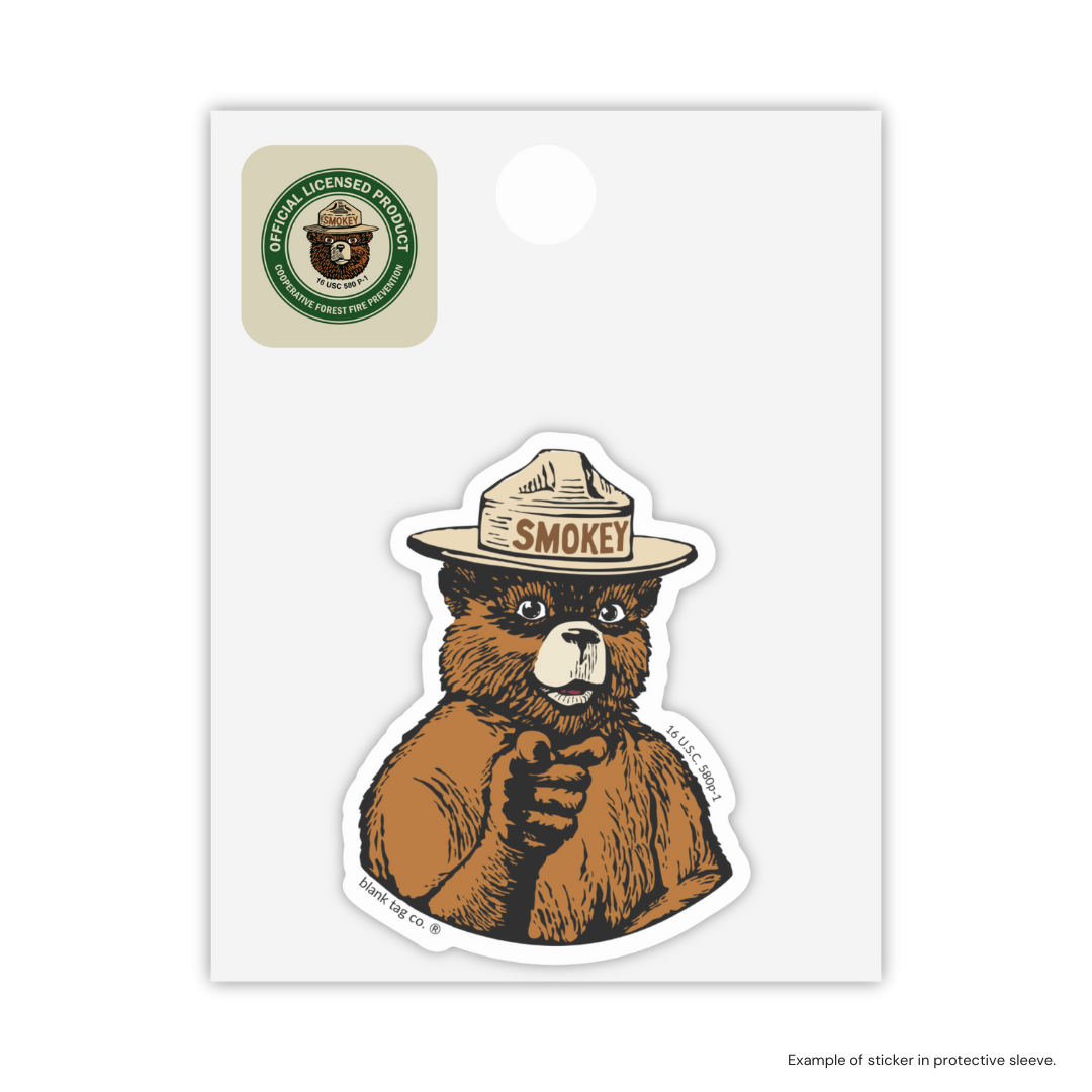 Smokey Bear® Waterproof Sticker - Pointing Smokey