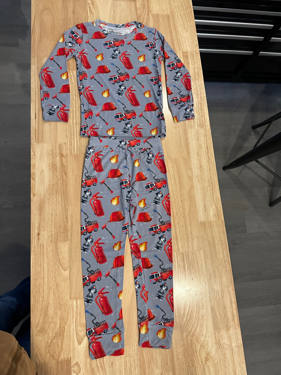 2-Piece Firefighting Dalmation PJ Long Pants and Long Sleeve Set