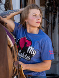 I Love my Firefighter T-shirt Blue with Red Heart