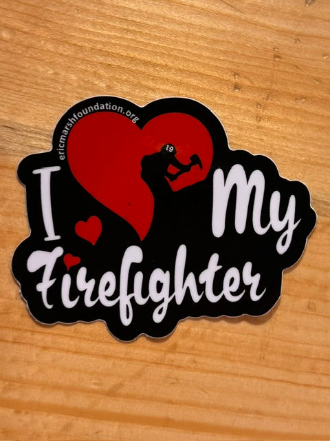 I Love My Firefighter Sticker Red