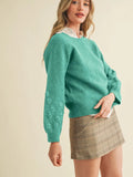 Floral Knit Puff Sleeve