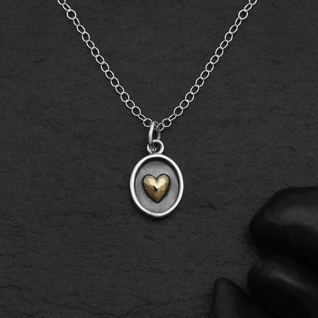 Silver Shadow Box with Bronze Heart Necklace