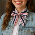 Red, White and Blue Stripes Western Skinny Mini Wild Rag Scarf / Cowgirl Necktie #TW326